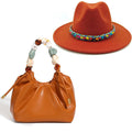 La boutique du chapeau Orange / 55-58CM Chapeau Fedora et sac à main assorti