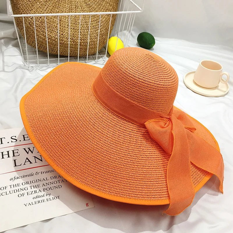 La boutique du chapeau Orange / M55-58cm Grand chapeau de soleil