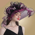 La boutique du chapeau Purple Red / M (56-58CM) chapeaux Fedora à grand bord en Organza