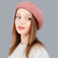 La boutique du chapeau Rose / 56cm to 58cm Béret en laine de couleur unie