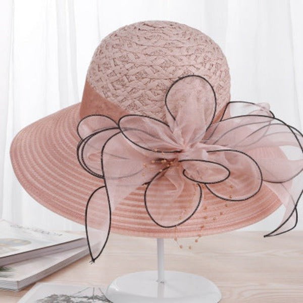 La boutique du chapeau Rose clair / 56-58cm Chapeau élégant en fil de soie à fleurs
