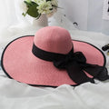 La boutique du chapeau Rose Garniture noire Chapeau de paille pour femme