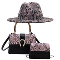 La boutique du chapeau Rose / noir / 55-58CM Chapeau Fedora Jazz et deux sacs assortis