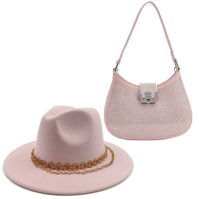 La boutique du chapeau Rose / size 55-58CM Chapeau Fedora avec grand sac