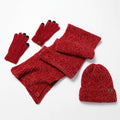 La boutique du chapeau Rouge Ensemble bonnet et écharpe en laine tricotée
