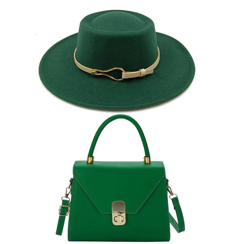 La boutique du chapeau Vert 1 / 55-58CM Chapeau Fedora et sac