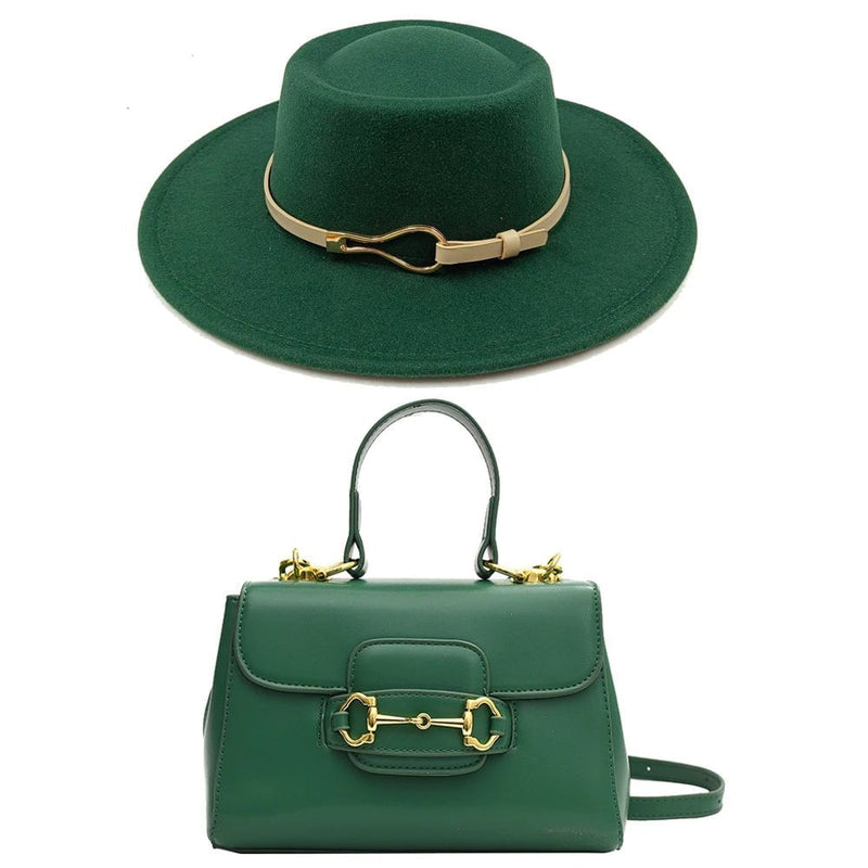 La boutique du chapeau Vert / 55-58CM Chapeau Fedora et sac