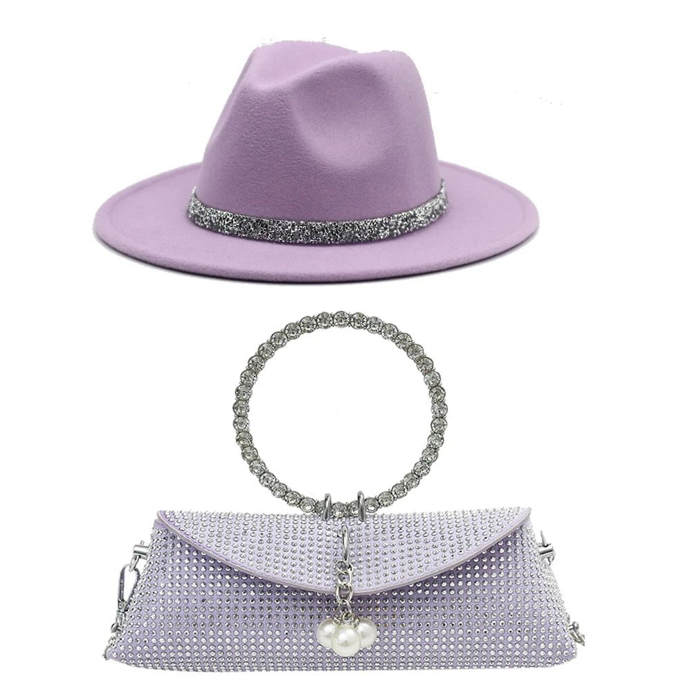 La boutique du chapeau Violet / 55-58CM Ensemble chapeau en laine et sac