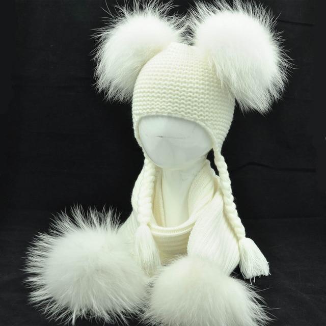 Paris-Chapeau bonnet Blanc 1 / 1 à 5 ans Bonnet et écharpe luxe et chaud pour filles garçons
