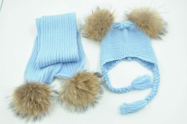 Paris-Chapeau bonnet Bleu ciel / 1 à 5 ans Bonnet et écharpe luxe et chaud pour filles garçons