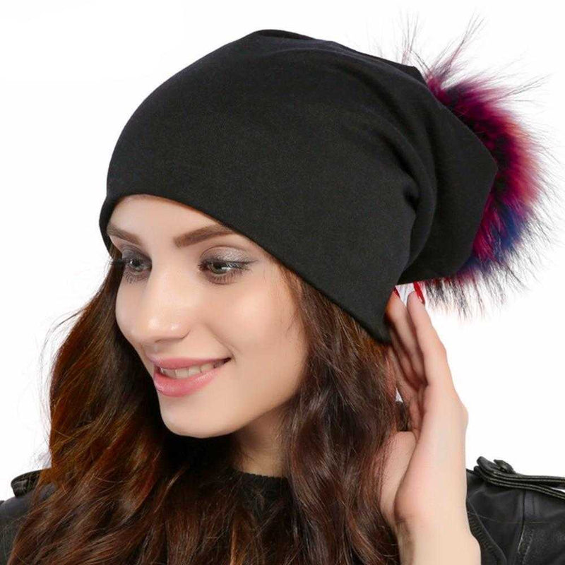 Paris-Chapeau bonnet Bonnet et pompon multi-couleur
