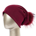 Paris-Chapeau bonnet Bordeaux B Bonnet et pompon multi-couleur