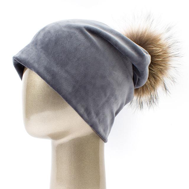 Paris-Chapeau bonnet Gris A Bonnet en velours très doux et confortable