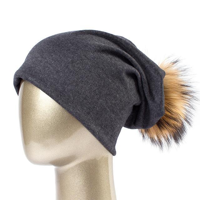 Paris-Chapeau bonnet Grsi foncé A Bonnet et pompon multi-couleur