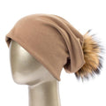Paris-Chapeau bonnet Khaki A Bonnet et pompon multi-couleur