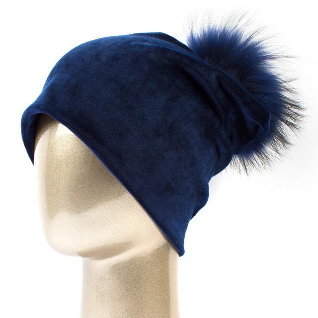 Paris-Chapeau bonnet Marine B Bonnet en velours très doux et confortable