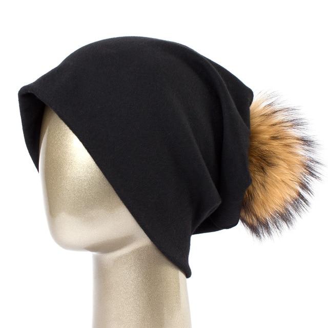 Paris-Chapeau bonnet Noir A Bonnet et pompon multi-couleur