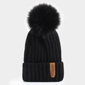 Paris-Chapeau bonnet Noir Bonnet et pompon en véritable Fourrure De Raton Laveur