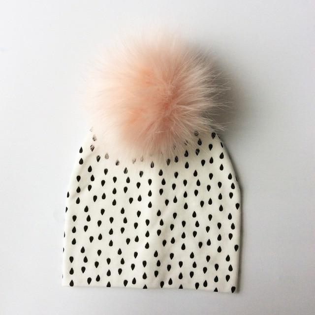 Paris-Chapeau bonnet & skullies Blanc 1 Bonnet D'hiver Enfant pompon en Fourrure