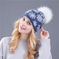 Paris-Chapeau bonnet & skullies Bleu/Blanc Bonnets réel vison (raton laveur) fourrure