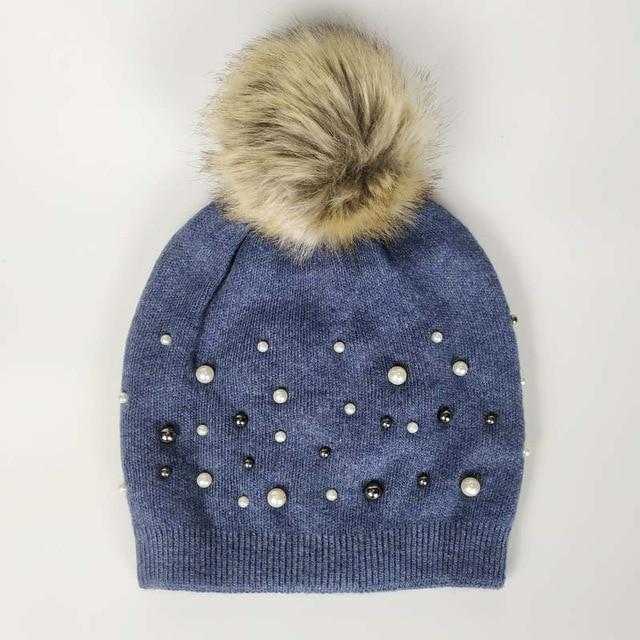 Paris-Chapeau bonnet & skullies Bleu Élégant Bonnet garni de perles