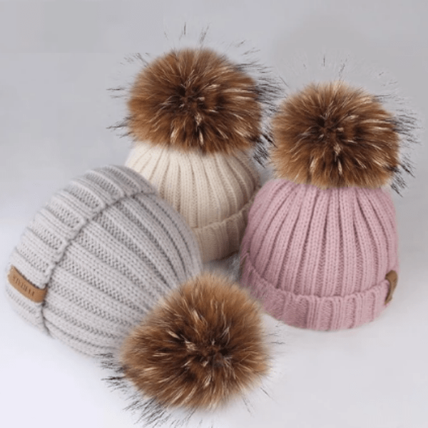Paris-Chapeau bonnet & skullies Bonnet d'hiver pompon pour enfants de 2 à 7