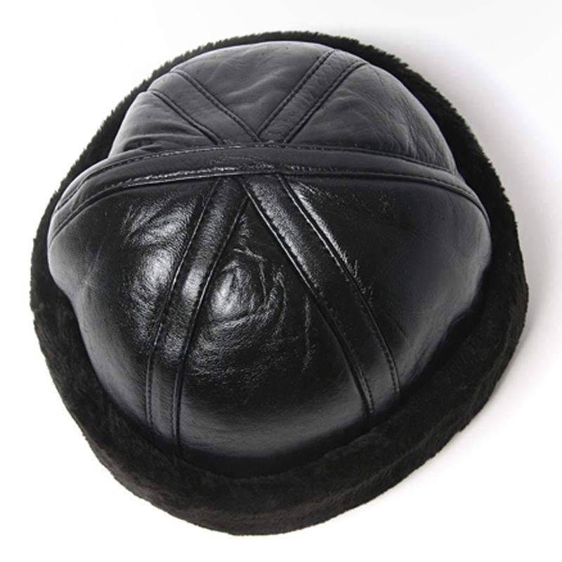 Paris-chapeau bonnet & skullies Chapeau D'hiver en cuir noir