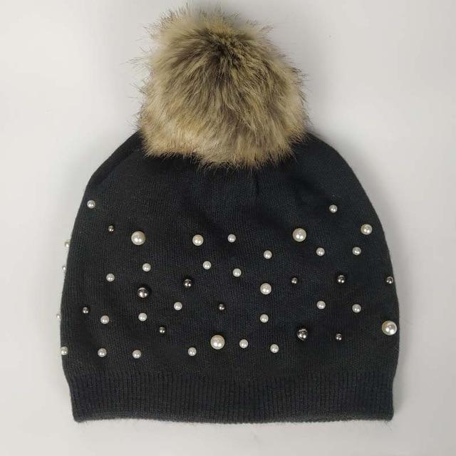 Paris-Chapeau bonnet & skullies Noir Élégant Bonnet garni de perles