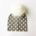 Paris-Chapeau bonnet & skullies Gris dot 2 Bonnet D'hiver Enfant pompon en Fourrure