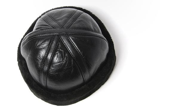 Paris-chapeau bonnet & skullies Noir / 55cm Chapeau D'hiver en cuir noir