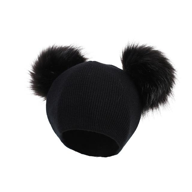 Paris-Chapeau bonnet & skullies Noir A Bonnet D'hiver Bébé pompon ultra-doux
