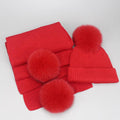 Paris-Chapeau bonnet & skullies Rouge / Adulte Chapeau Écharpe De Fourrure De Raton Laveur Pompons