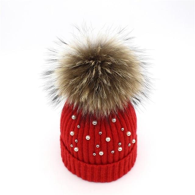 Paris-Chapeau bonnet & skullies Rouge Bonnet garnie de perles Style Mode