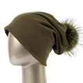 Paris-Chapeau bonnet vert militaire B Bonnet et pompon multi-couleur