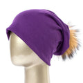 Paris-Chapeau bonnet Violet A Bonnet et pompon multi-couleur