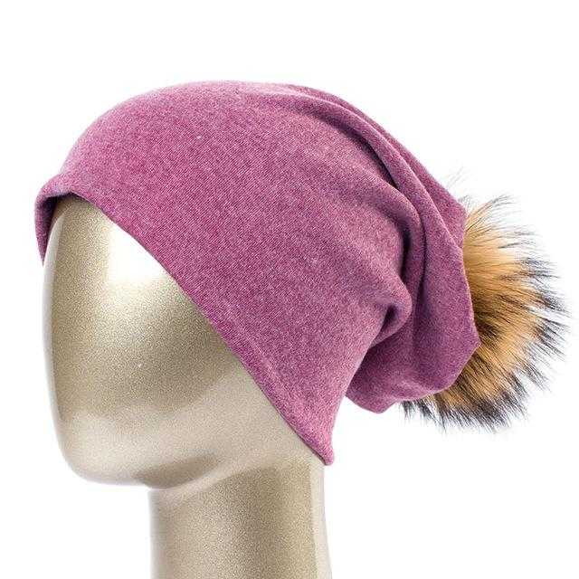 Paris-Chapeau bonnet Violet clair A Bonnet et pompon multi-couleur