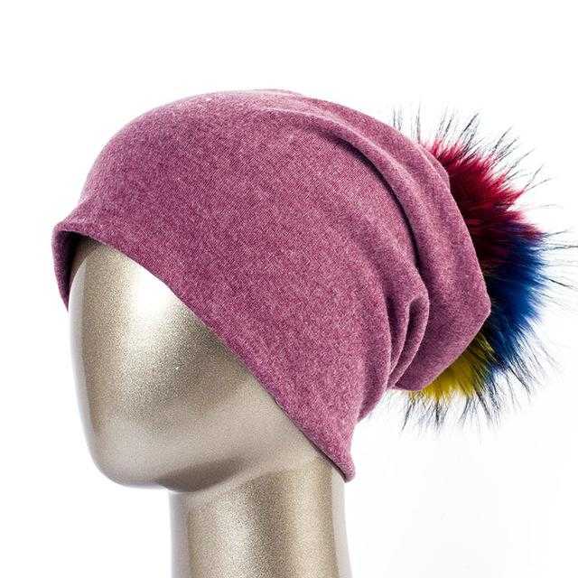 Paris-Chapeau bonnet Violet clair C Bonnet et pompon multi-couleur