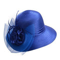 Paris-chapeau capeline et chapeaux d'été Bleu Capeline floral a grand bord en satin et crin