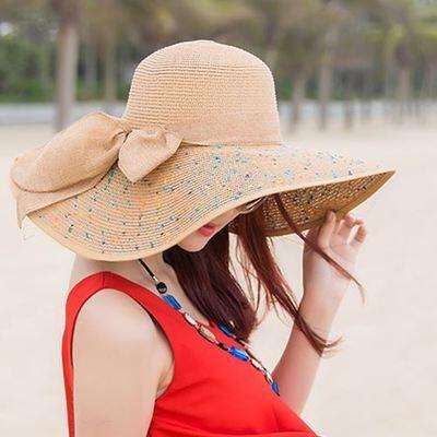 Paris-Chapeau capeline et chapeaux d'été Marron Chapeau de paille avec nœud - Plage