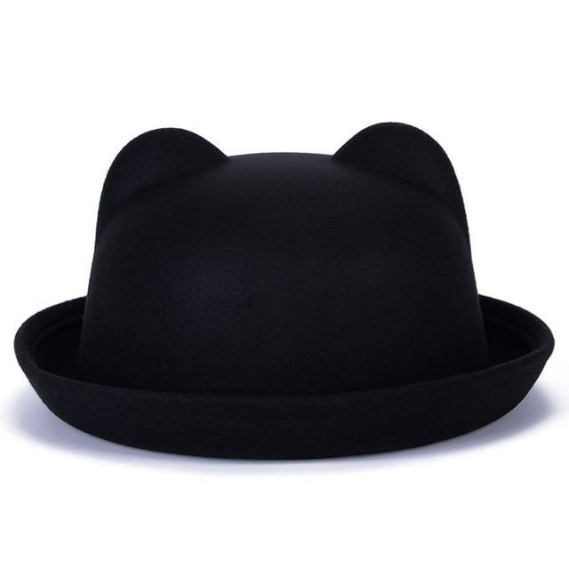 Paris-Chapeau capeline et chapeaux d'été Noir / 55-60cm Chapeau fedora oreilles de chat