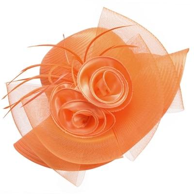 Paris-chapeau capeline et chapeaux d'été Orange Capeline floral a grand bord en satin et crin