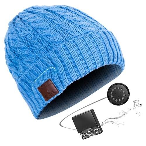 Paris-chapeau casquette et bonnet bluetooth 032-Bleu Bonnet musical grâce a ses Écouteurs sans fil Bluetooth