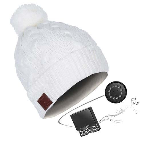 Paris-chapeau casquette et bonnet bluetooth 033-Blanc Bonnet musical grâce a ses Écouteurs sans fil Bluetooth