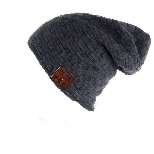 Paris-chapeau casquette et bonnet bluetooth Gris Fonce Bonnet tendance en laine torsadée