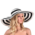 Paris-Chapeau chapeau d'été Blanc/Noir Grand chapeau de soleil - Idéal pour la plage