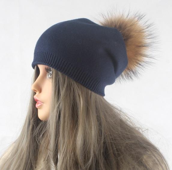 Paris-Chapeau chapeau d'hiver Bleu foncé Bonnet Femme Tricoté en Laine