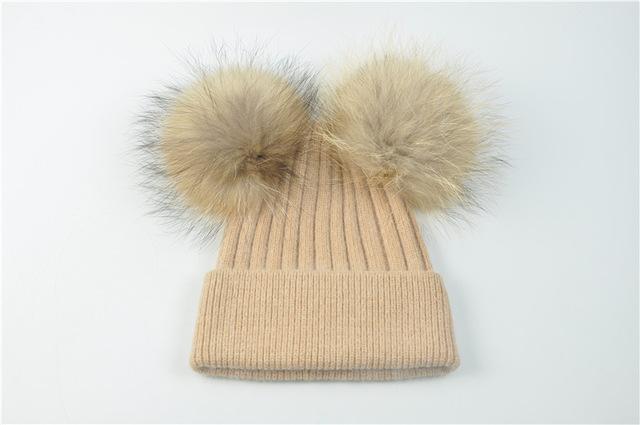 Paris-chapeau chapeau d'hiver Bonnet double pompons