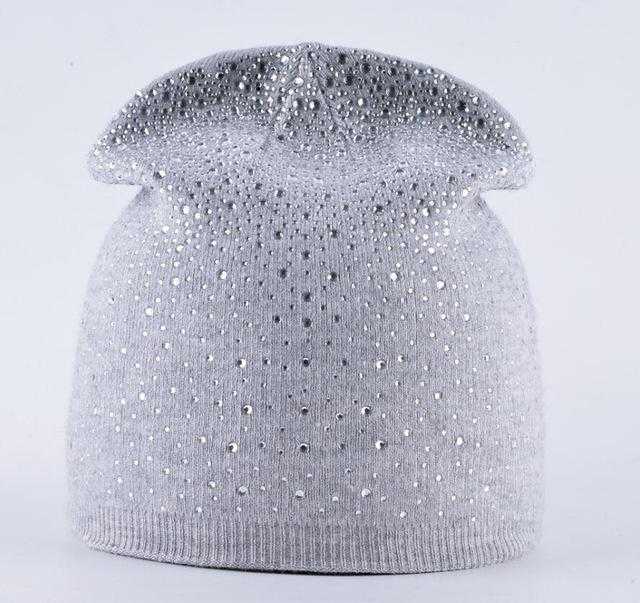 Paris-chapeau chapeau d'hiver Bonnet en laine avec des strass très joli