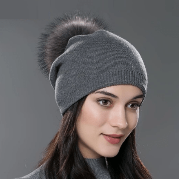 Paris-Chapeau chapeau d'hiver Bonnet en laine chaude et son pompon en fourrure