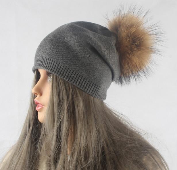Paris-Chapeau chapeau d'hiver Gris foncé Bonnet Femme Tricoté en Laine